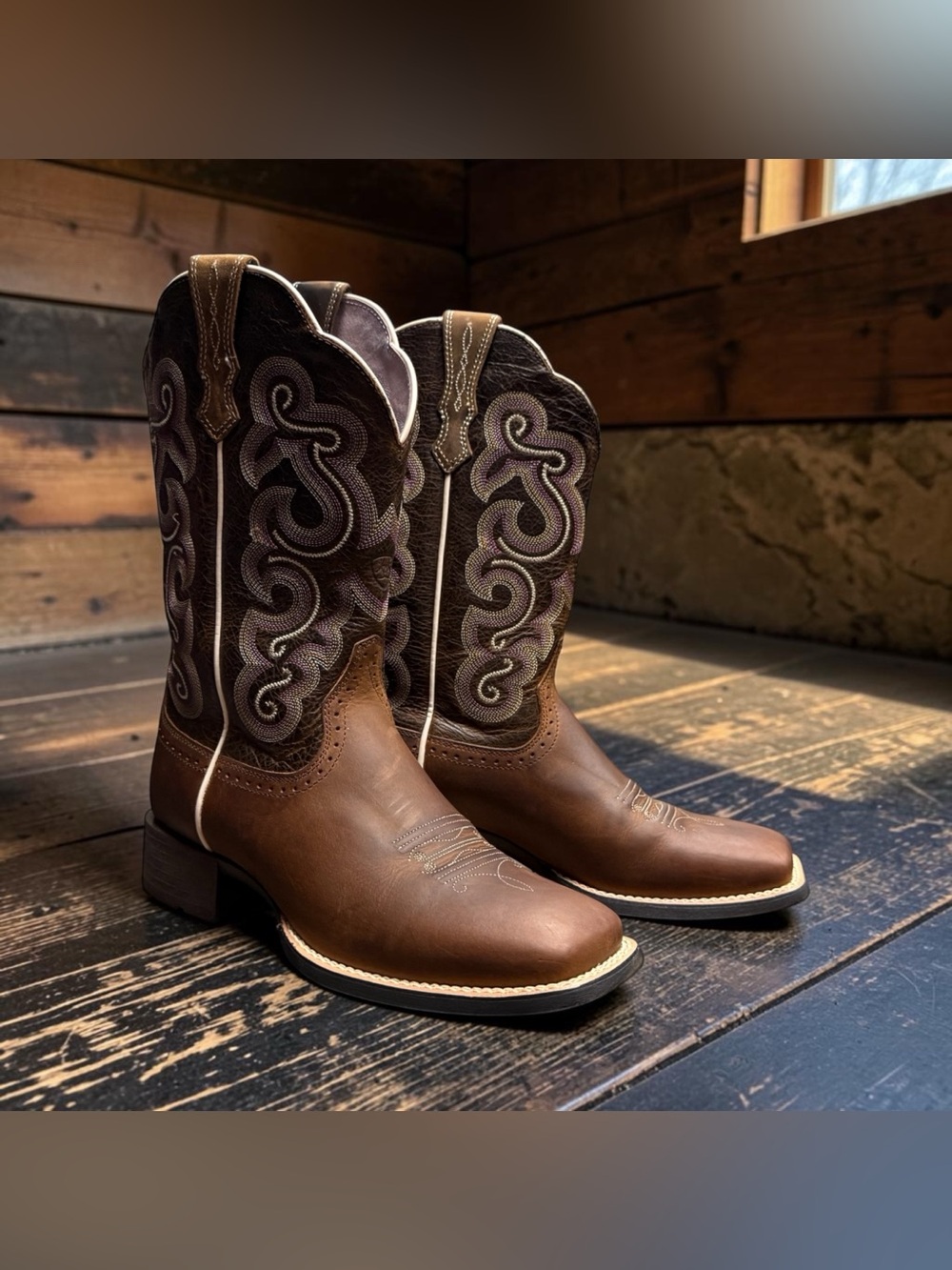 Ariat Womens Quickdraw Boots Brown Square Toe Size 9